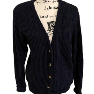Vintage Christopher and Banks Navy Blue Cardigan Sweater Size Medium